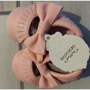Delebao Infant Toddler Baby Soft Sole Tassel Bowknot Moccasinss Pink 0-6 months